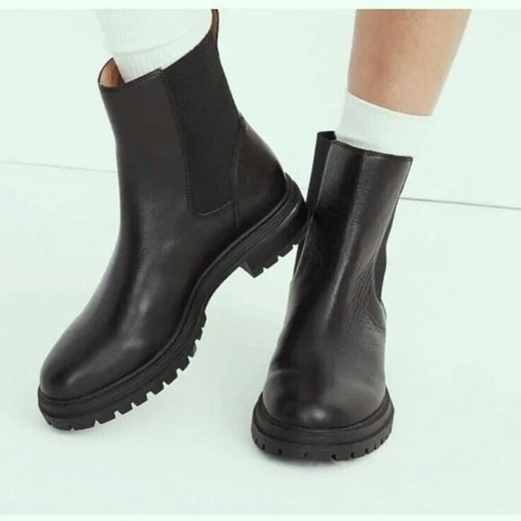 NEW NoBox Madewell The Bradley Chelsea Lug Sole Boots 8 Leather Chunky Pull On - Picture 2 of 9